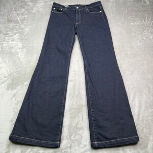 Gap Authentic Flare Jeans Womens 31r Dark Indigo Blue Solid Stretch Preppy Denim